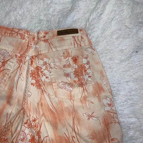 Bill Blass Vintage Orange Floral Butterfly Print 90’s Mom Short size 14 Western - Picture 1 of 7